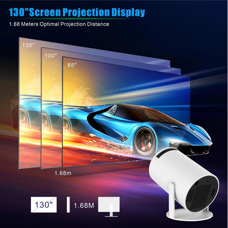 2.4/5G Wifi Smart Projector, 360°Adjustable Stand 4K LED Projector Auto Keystone Correction Portable Projector, BT 5.2, 200 Inch Screen,Built-In Speaker, Home Video Projector