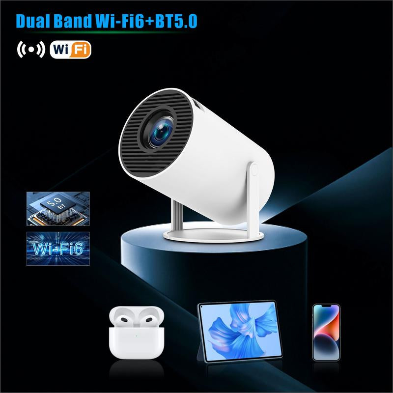 2.4/5G Wifi Smart Projector, 360°Adjustable Stand 4K LED Projector Auto Keystone Correction Portable Projector, BT 5.2, 200 Inch Screen,Built-In Speaker, Home Video Projector